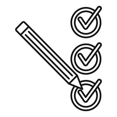 Poster - pencil check mark icon. outline pencil check mark vector icon for web design isolated on white backg