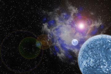 Wall Mural - nebula in galaxy with planetary,abstract background.