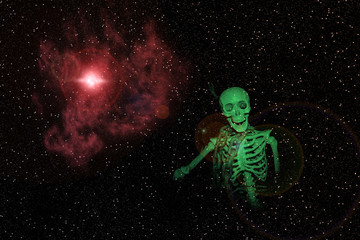 Wall Mural - nebula in galaxy and skeleton,abstract background.