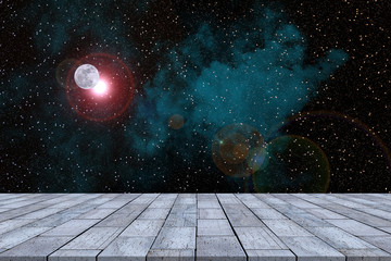 Wall Mural - nebula in galaxy with stone table