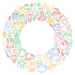 © Anastasia - Vector pattern with school icons with little students. Children study chemistry, creativity, mathematics, physics, algebra, geometry, biology, geography, astronomy.