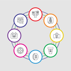 Poster - 8 colorful stroke icons set included job search, calendar, target, money, trophy, id card, curriculu