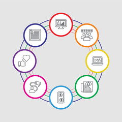 Poster - 8 colorful stroke icons set included post, social media, promotion, ecommerce, statistics, digital m