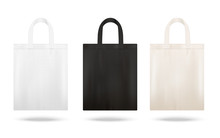 Reusable Shopping Tote Bag Mockup Set With Different Fabric Colors