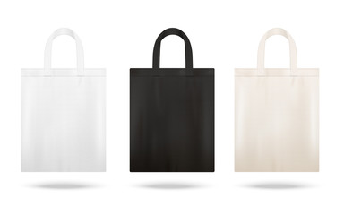 reusable shopping tote bag mockup set with different fabric colors