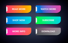Set Of Modern Neon Glowing Buttons In Different Colors. Vector Web Element