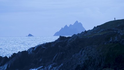 Wall Mural - footage of the skellig islands off the coast of the ring of kerry in southern Ireland, a filming location for the star wars movies