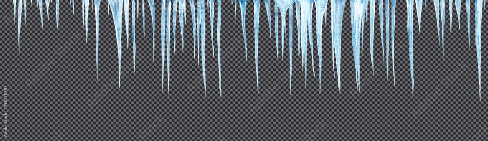 icicles hanging downisolated with precise clipping path included - obrazy, fototapety, plakaty 