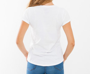 Sticker - back view white t shirt on a girl with perfect body