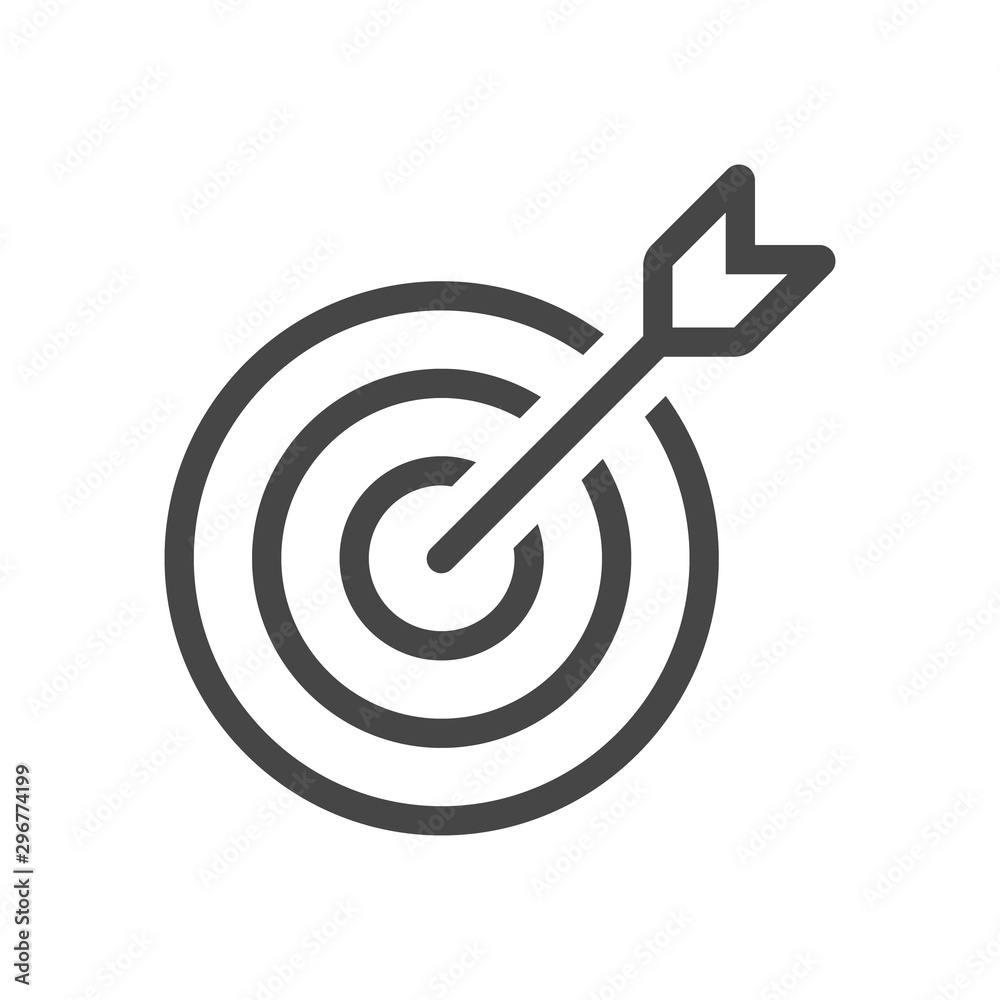 Target Icon in trendy flat style isolated on grey background. Aim symbol for your web site design, logo, app, UI. Vector illustration, EPS10. - obrazy, fototapety, plakaty 