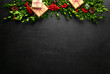 © fortyforks - Noel or Christmas dark background with gift boxes