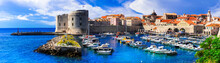 Landmarks Of Croatia- Splendid Dubrovnik. View With Castle And Harbor