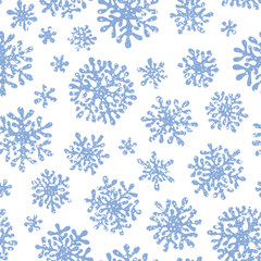 Canvas Print - Christmas seamless doodle pattern with snowflakes