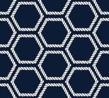 Seamless Nautical Rope Pattern With Hexagon Shapes