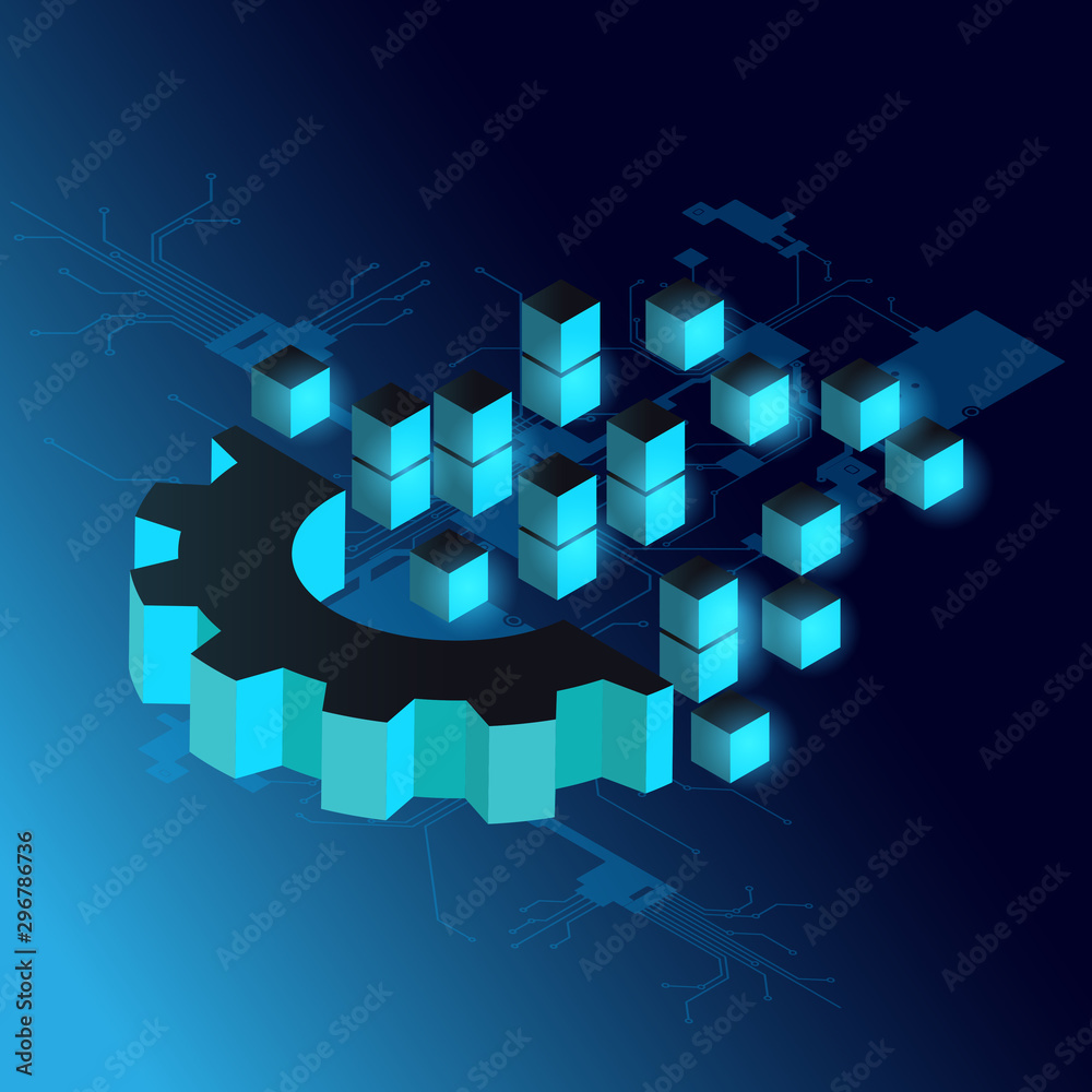 Digital transformation isometric concept background. EPS vector file ...