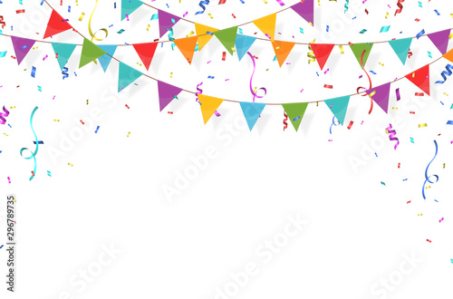 Carnival garland with flags and confetti Poster Mural XXL