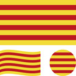 Flag of Catalonia. Correct proportions, wave, round. Abstract concept, icon set. Vector illustration.