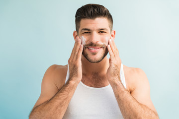 Handsome Man Taking Care Of His Facial Skin