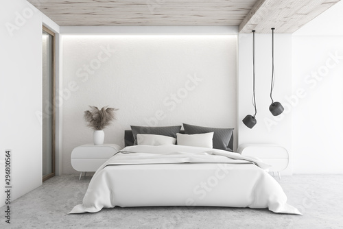 Fotomural Luxury white minimalistic bedroom interior