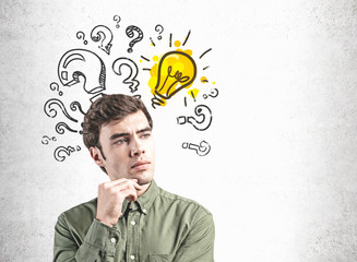 Poster - thoughtful smart casual man and his idea