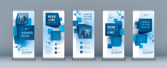 Wall Mural - business roll up set. standee design. banner template