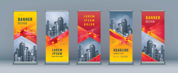 Wall Mural - Business Roll Up Set. Standee Design. Banner Template, Abstract Geometric Diamond