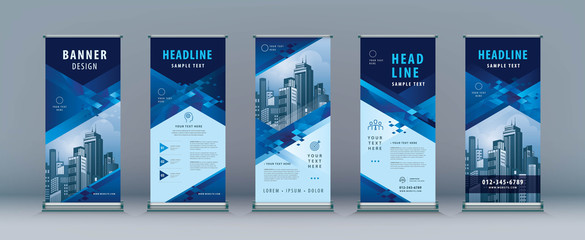 Wall Mural - business roll up set. standee design. banner template, abstract geometric diamond
