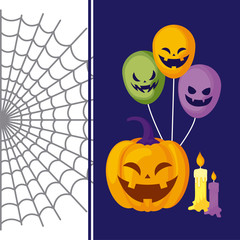 Poster - pumpkin with icons halloween on white background