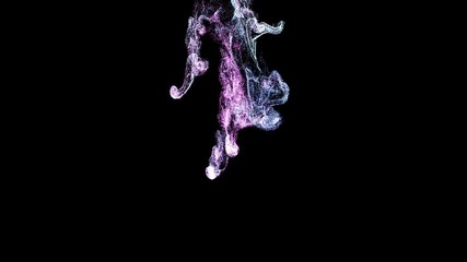 Poster - Colored particles of magic dust on a black background. Animation shining particles, stars, sparks and magic dust forming in space.