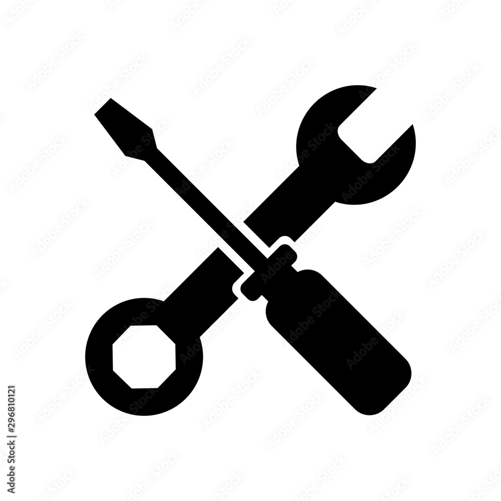 wrench and screwdriver. repair and service icon isolated on white background. vector Illustration. - obrazy, fototapety, plakaty 