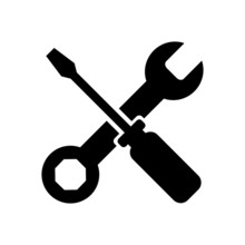 Wrench And Screwdriver. Repair And Service Icon Isolated On White Background. Vector Illustration.