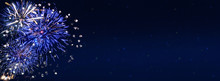 Fireworks, Colorful Sylvester-fireworks On Dark Blue Background With Sparks