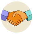Circle business handshake icon. Handshake of business partners. Business handshake. Successful deal. Vector icon isolated. Business handshake icon vector sign. Agreement Shaking hands symbol