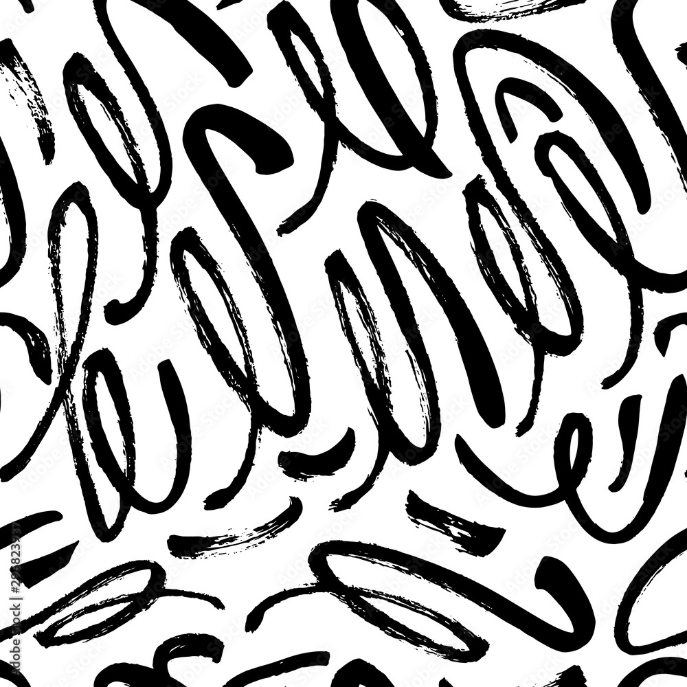 Seamless pattern with hand drawn brush strokes. Vector ornament for ...