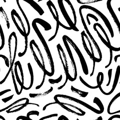 Seamless pattern with hand drawn brush strokes. Vector ornament for wrapping paper, wallpapers, web design etc.