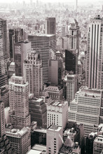 Aerial View Of New York City Midtown Skyline In Black And White