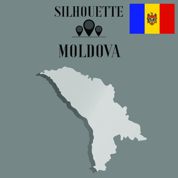 Moldova outline globe world map, contour silhouette vector illustration, design isolated on background, national country flag, objects, element, symbol from countries set