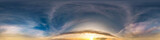 Fototapeta  - Seamless cloudy blue sky hdri panorama 360 degrees angle view with zenith and beautiful clouds for use in 3d graphics as sky dome or edit drone shot