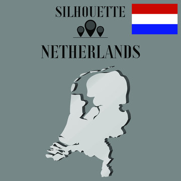 Netherlands outline globe world map, contour silhouette vector illustration, design isolated on background, national country flag, objects, element, symbol from countries set