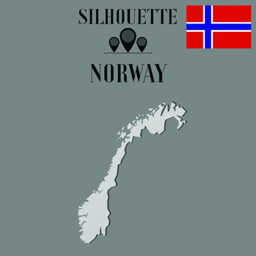 Norway outline globe world map, contour silhouette vector illustration, design isolated on background, national country flag, objects, element, symbol from countries set