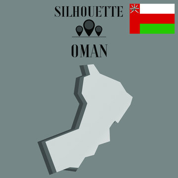 Oman outline globe world map, contour silhouette vector illustration, design isolated on background, national country flag, objects, element, symbol from countries set