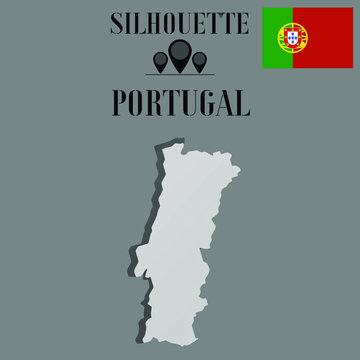 Portugal outline globe world map, contour silhouette vector illustration, design isolated on background, national country flag, objects, element, symbol from countries set