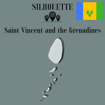 Saint Vincent and the Grenadines outline globe world map, contour silhouette vector illustration, design isolated on background, national country flag, objects, element, symbol from countries set