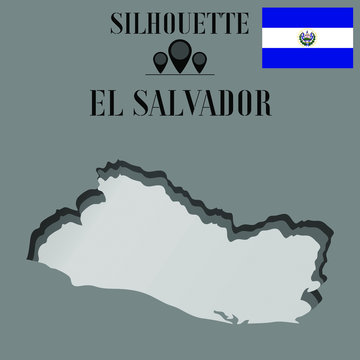 El Salvador outline globe world map, contour silhouette vector illustration, design isolated on background, national country flag, objects, element, symbol from countries set