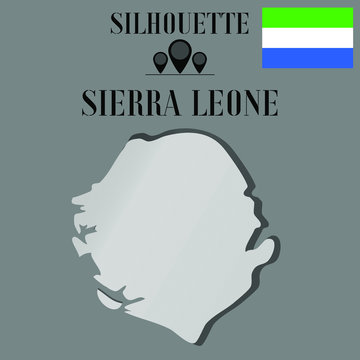 Sierra Leone  outline globe world map, contour silhouette vector illustration, design isolated on background, national country flag, objects, element, symbol from countries set