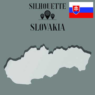 Slovakia outline globe world map, contour silhouette vector illustration, design isolated on background, national country flag, objects, element, symbol from countries set
