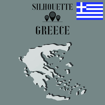 Greece outline globe world map, contour silhouette vector illustration, design isolated on background, national country flag, objects, element, symbol from countries set