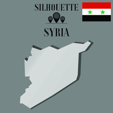 Syria outline globe world map, contour silhouette vector illustration, design isolated on background, national country flag, objects, element, symbol from countries set