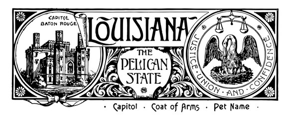 Wall Mural - The state banner of Louisiana the pelican state vintage illustration