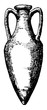 Amphora is a jar with two handles a narrow neck vintage engraving.